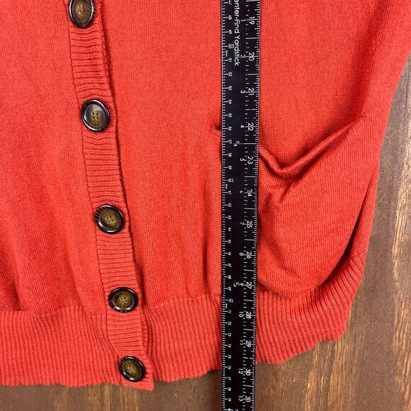 Jones New York Womens Sweater Orange Cardigan Cashmere Button Up Roll Tab XL - Picture 7 of 13